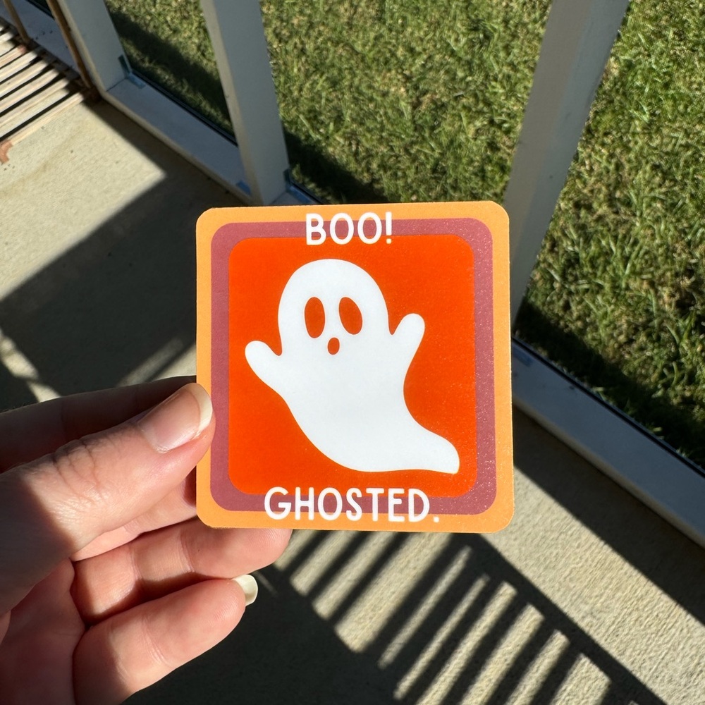 boo ghosted matte sticker